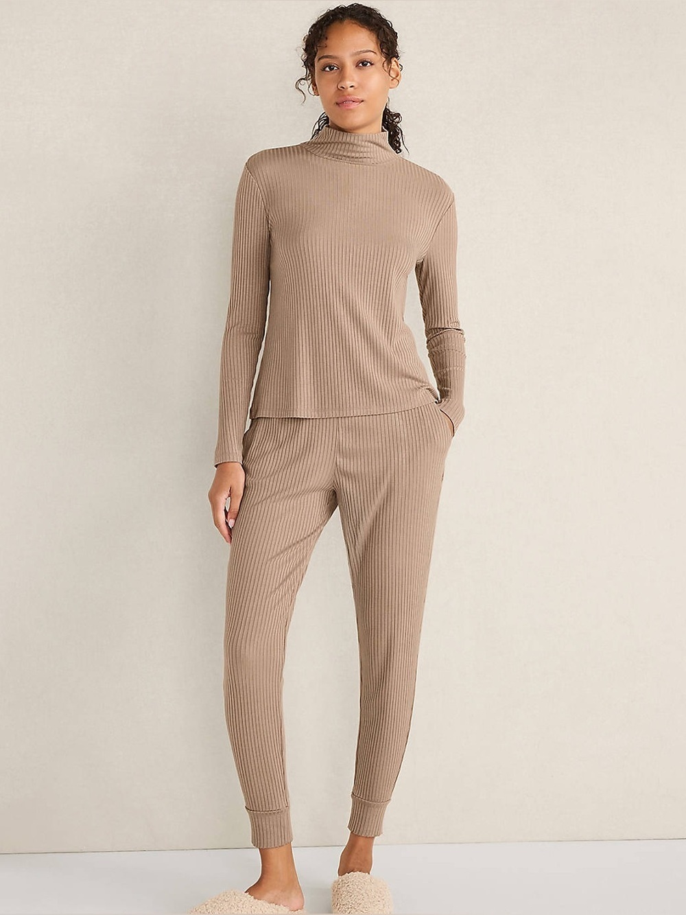 Haven Well Within Women’s Tan Drapey Rib Knit Turtleneck, Size Small - Picture 2 of 9
